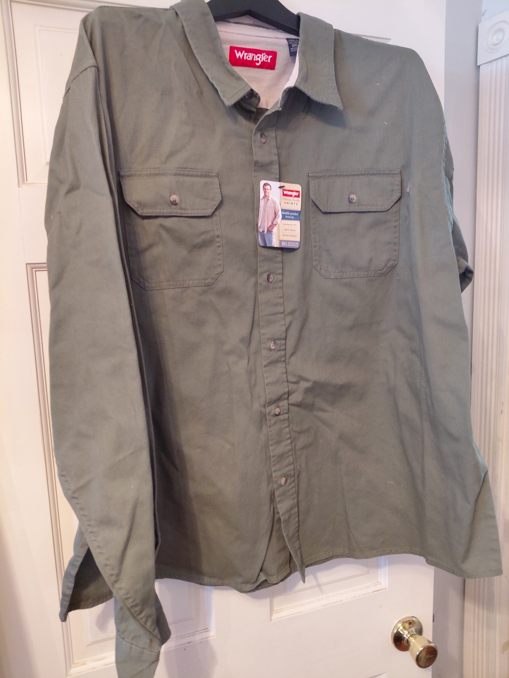 Wrangler Olive Green Button-Up Work Shirt